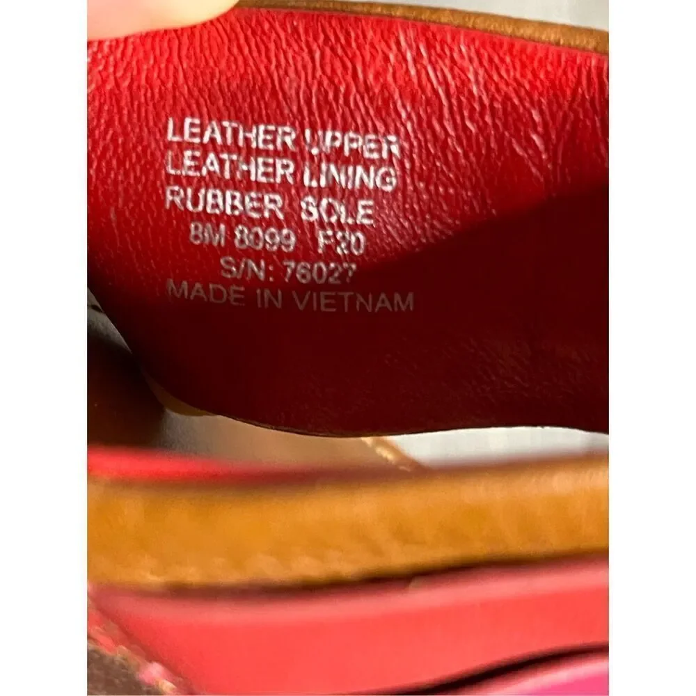 TORY BURCH LEIGH AMBRA CARNELIAN AZALEA LEATHER THONG SANDALS Women’s Size 8
